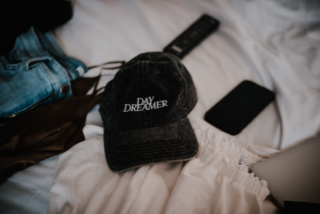 Creative entrepreneur organizing props for photoshoot