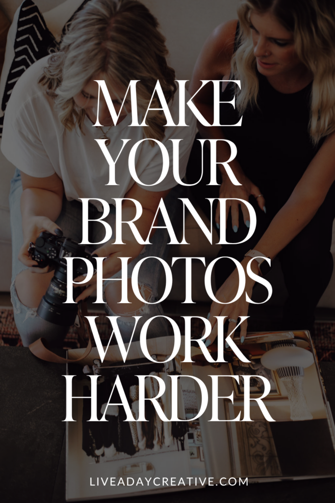 Brand photographer reviewing professional photos during a client session