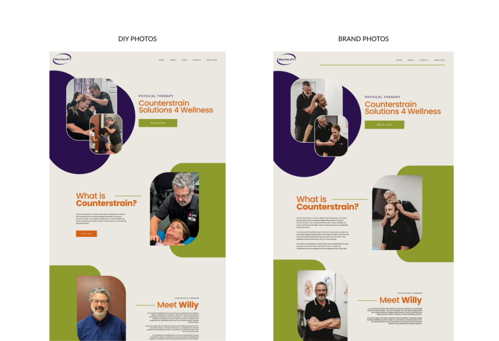 website design with professional brand photos